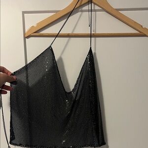 Black Chainmail Halter Top